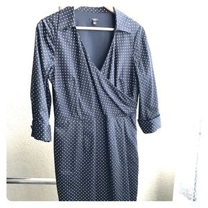 NWOT Ann Taylor Petite Navy Faux Wrap Dress 12